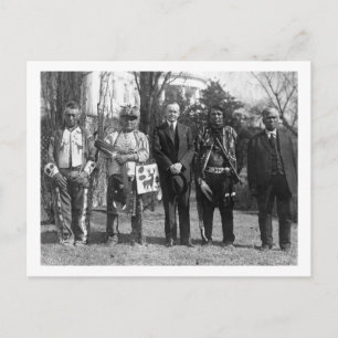 Calvin Coolidge with Osage Indians Photograph Postcard