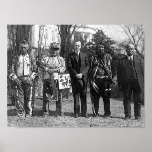 Calvin Coolidge with Osage Indians Photograph Poster
