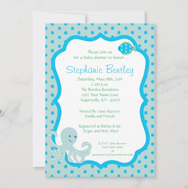 Calypso 5x7 invitation Sea Creatures (Front)