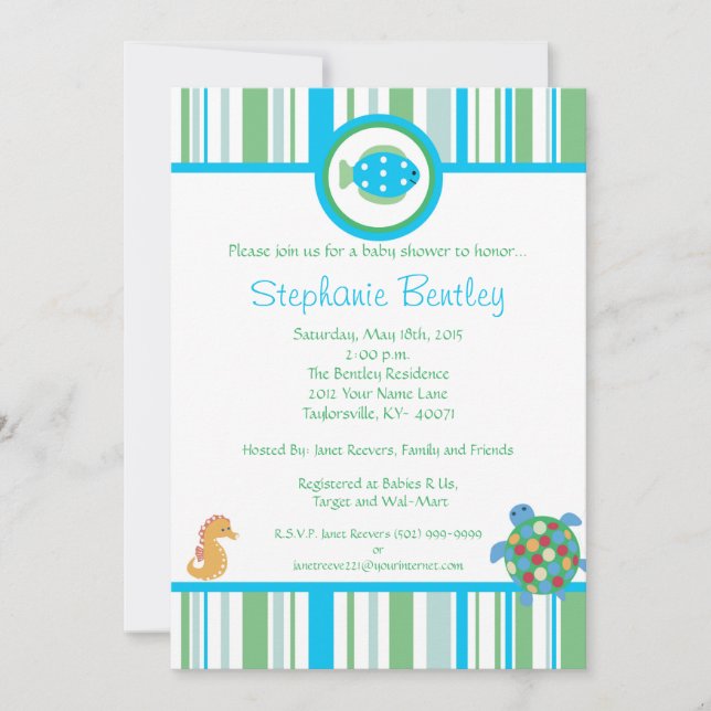 Calypso 5x7 invitation Sea Creatures (Front)