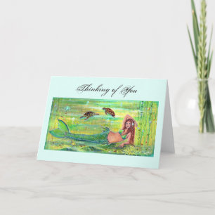 Calypso mermaid with sea turtles card by Renee