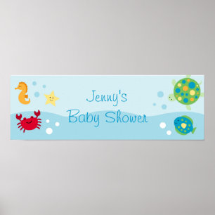 Calypso Sea Creature Baby Shower Banner Sign