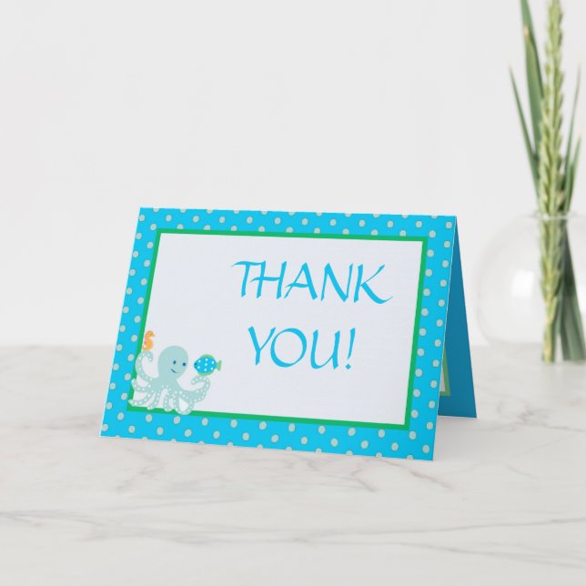 Calypso Sea Creatures Folded Thank You Card (Front)