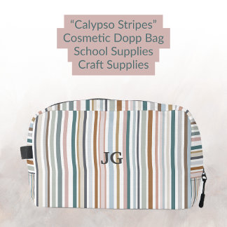 Calypso Stripes Colourful Teal Pink Grey Tan Blue Dopp Kit