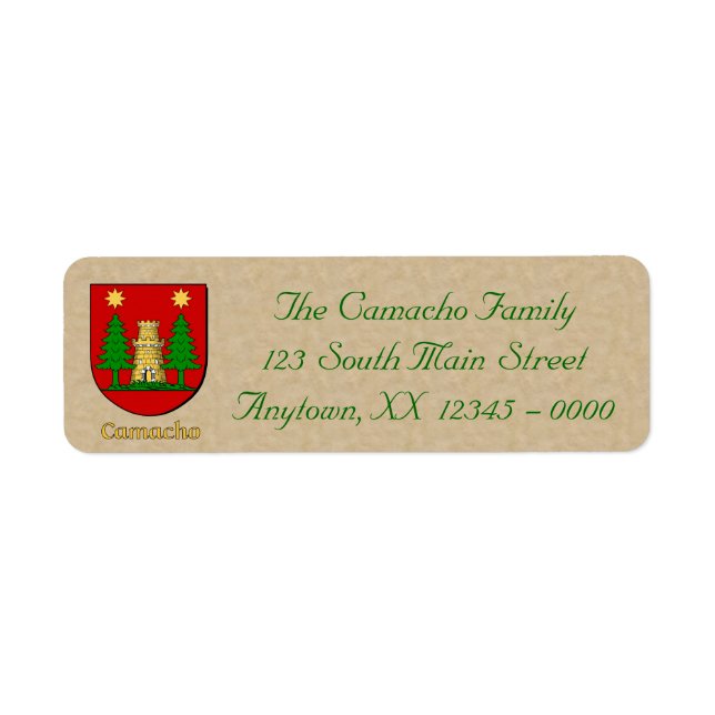 Camacho Heraldic Shield Return Address Label (Front)