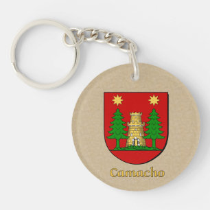 Camacho Historical Shield with Flag of Spain Key Ring