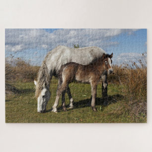 Camargue Horse Foal with Mother Jigsaw Puzzle