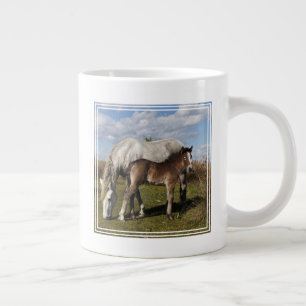 Camargue Horse Foal with Mother Large Coffee Mug