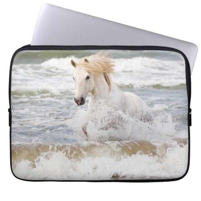Camargue Horse in the Surf Laptop Sleeve (Front)