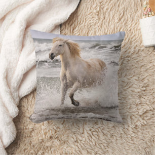 Camargue Horse Running out of Surf Cushion