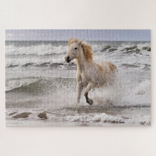 Camargue Horse Running out of Surf Jigsaw Puzzle