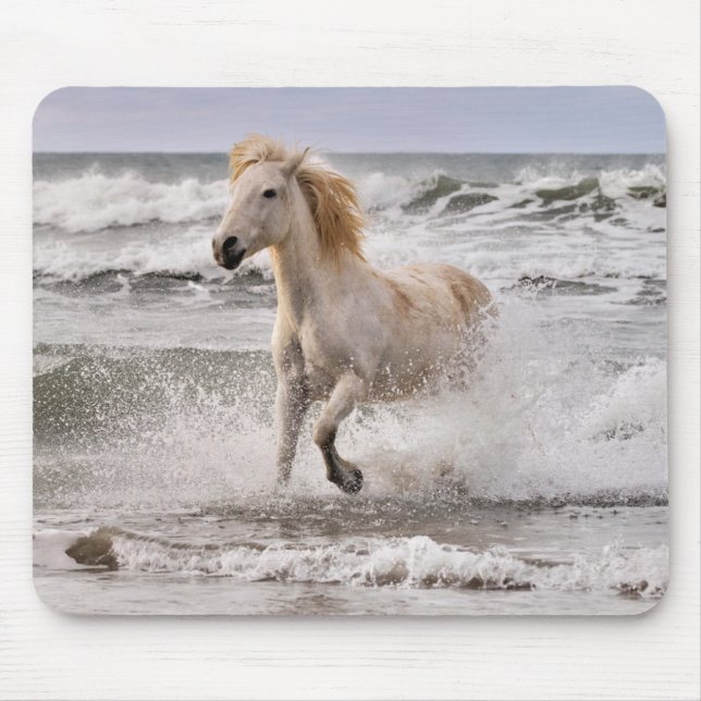 Camargue Horse Running out of Surf Mouse Pad (Front)