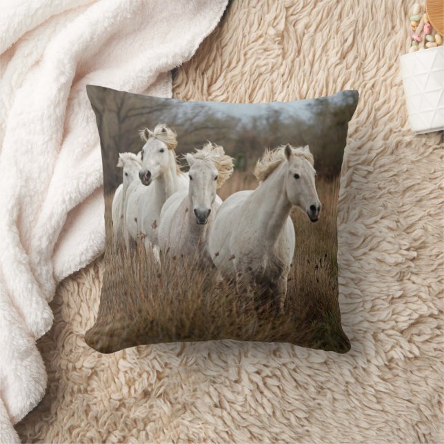 Camargue Horses Running Cushion (Blanket)