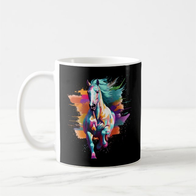 Camarillo White Horse Colourful Splash Coffee Mug (Left)