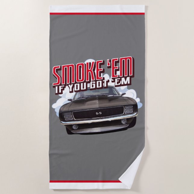 Camaro and Smoke Beach Towel (Front)