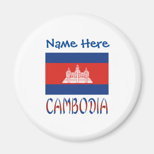 Cambodia and Cambodian Flag Blue Personalisation  Magnet