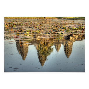 Cambodia, Angkor Wat. Reflection of temple Photo Print