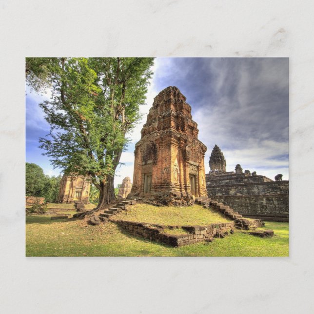 Cambodia, Angkor Wat. View of Bakong Temple. Postcard (Front)
