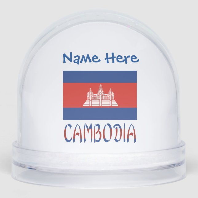 Cambodia Cambodian Flag Blue Personalised  Snowglobe (Front)