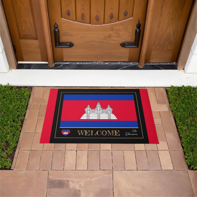 Cambodia & Cambodian Flag house mat/sports Welcome Doormat (Outdoor)