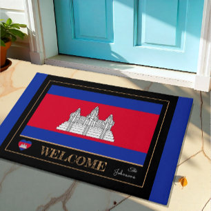 Cambodia & Cambodian Flag house mat/sports Welcome Doormat