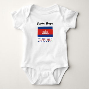 Cambodia Cambodian Flag Personalised Name Baby Bodysuit