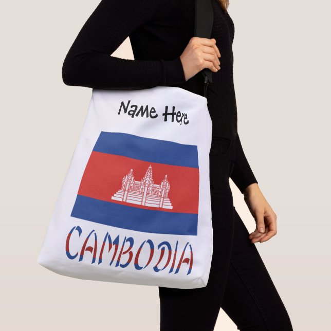 Cambodia Cambodian Flag Personalised Name  Crossbody Bag (Close Up)