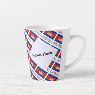 Cambodia Cambodian Flag Tiled Personalised Latte Mug