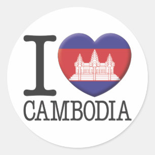 Cambodia Classic Round Sticker