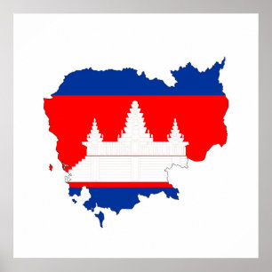 cambodia country flag map shape silhouette symbol poster