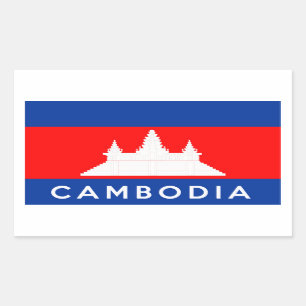 cambodia country flag symbol name text rectangular sticker