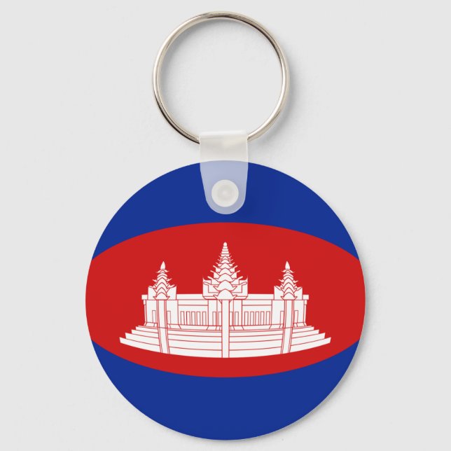 Cambodia Fisheye Flag Keychain (Front)