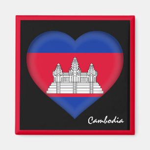 Cambodia flag & Cambodian Heart holiday /sports Magnet