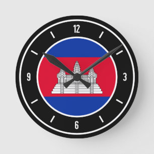 Cambodia Flag Elegant Round Clock