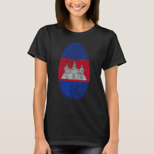 Cambodia Flag Fingerprint It Is In My Dna Cambodia T-Shirt