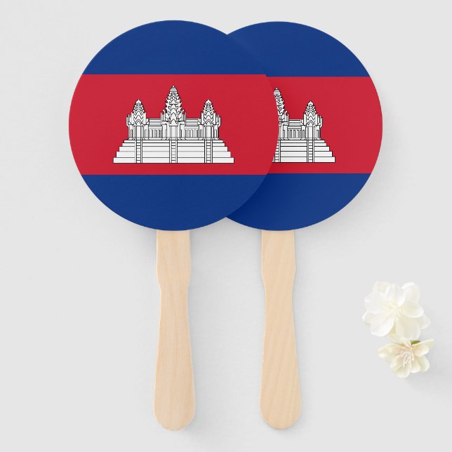 Cambodia flag hand fan (Front and Back)