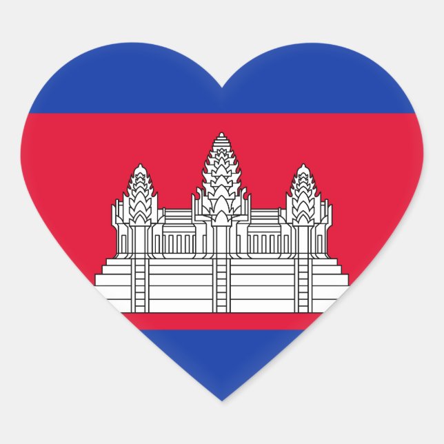 Cambodia Flag Heart Sticker (Front)