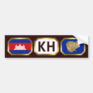 Cambodia Flag Map Code Bumper Sticker