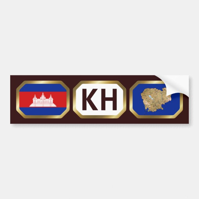 Cambodia Flag Map Code Bumper Sticker (Front)