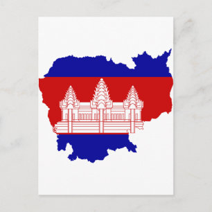 Cambodia Flag map KH Postcard