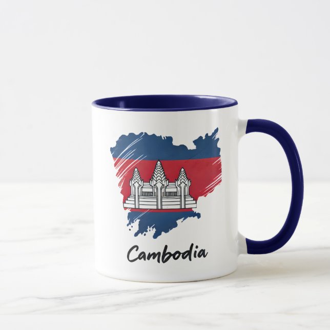 Cambodia Flag Map  Mug (Right)