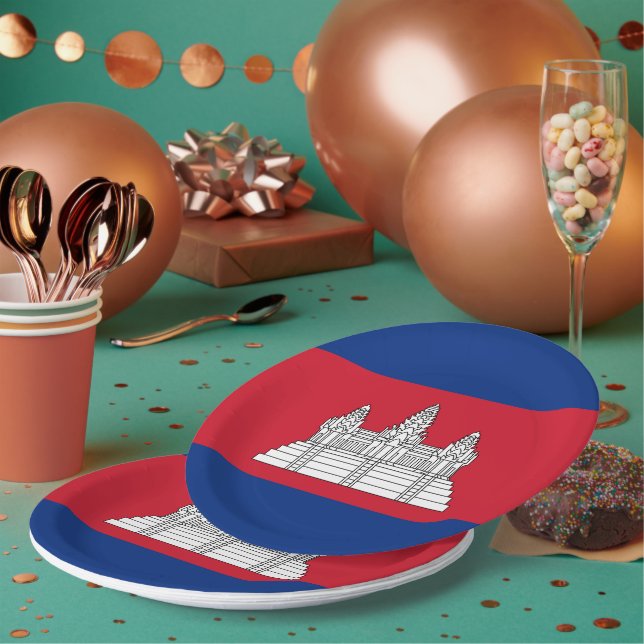 Cambodia flag paper plate (Multi)