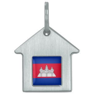 Cambodia Flag Pet Name Tag