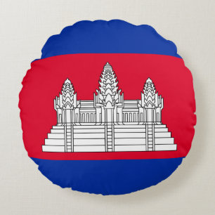 Cambodia Flag Round Cushion