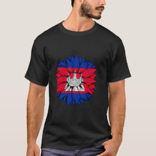 Cambodia Flag Sunflower Cambodian Pride Cambodian  T-Shirt