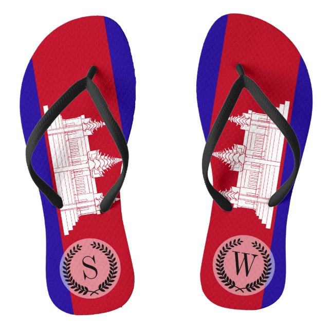 Cambodia Flag Thongs (Footbed)