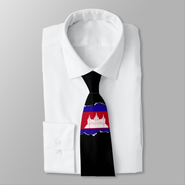 Cambodia Flag Tie (Tied)