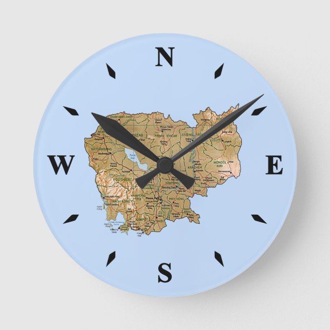 Cambodia Map Clock (Front)