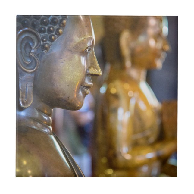 Cambodia, Phnom Penh. Buddha statues Ceramic Tile (Front)