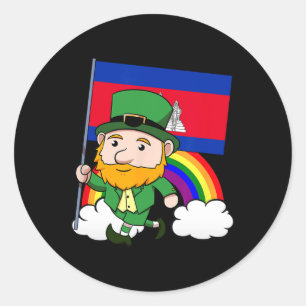 Cambodia Proud Cambodian Flag St. Patricks Day Lep Classic Round Sticker